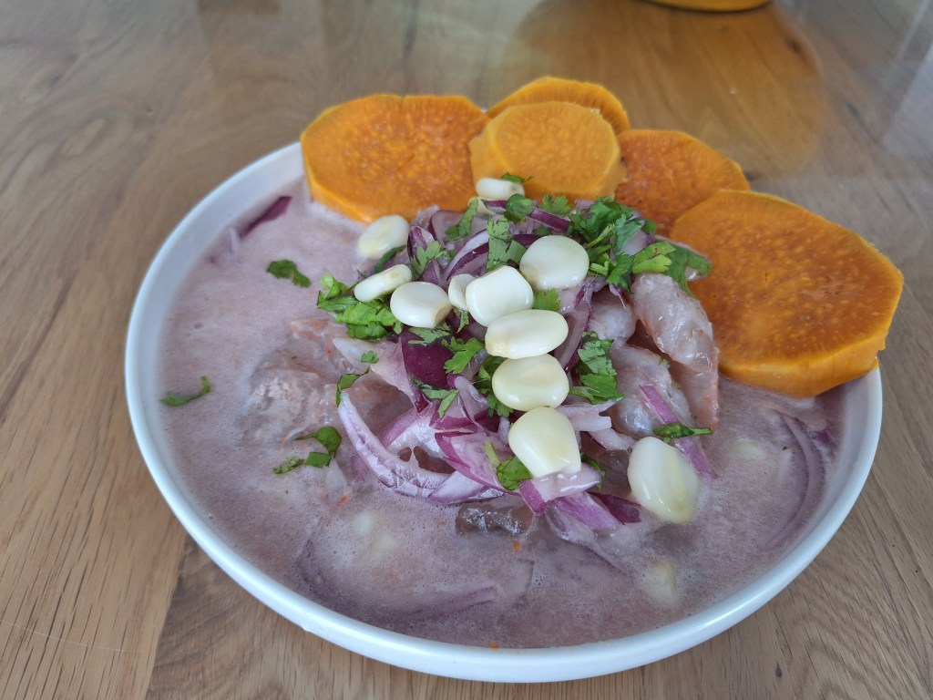 Receta peruana de ceviche.